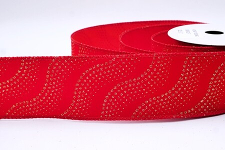 Rood lint met glitter, golf- en stippenpatroon_KW0474GC-7-7